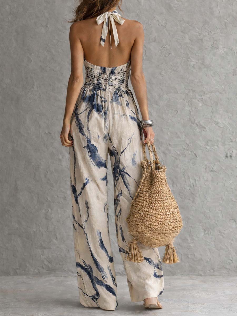 Mono de cuello alto y pierna ancha