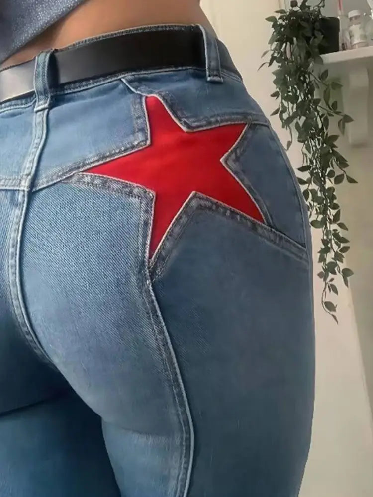 Jeans Acampanados de Tiro Medio Estilo Retro