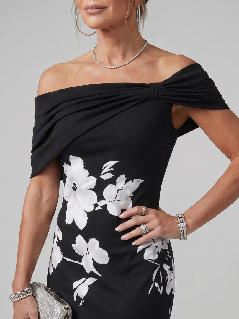 Vestido midi con hombros descubiertos