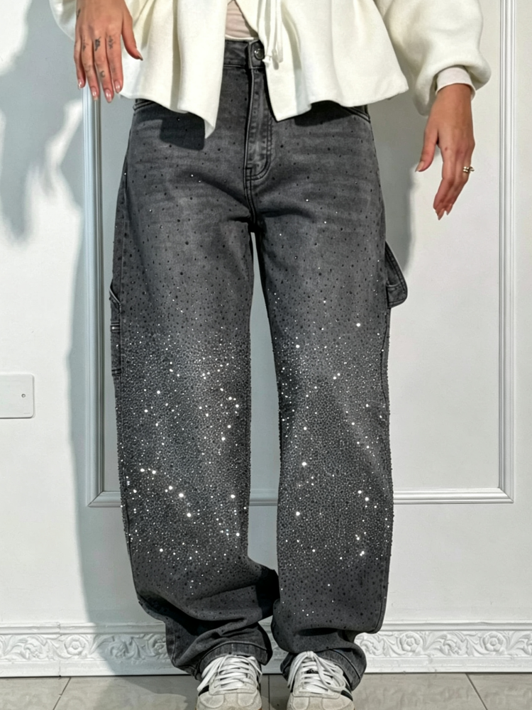 Jeans Carpenter Balloon de Mezclilla con Brillo