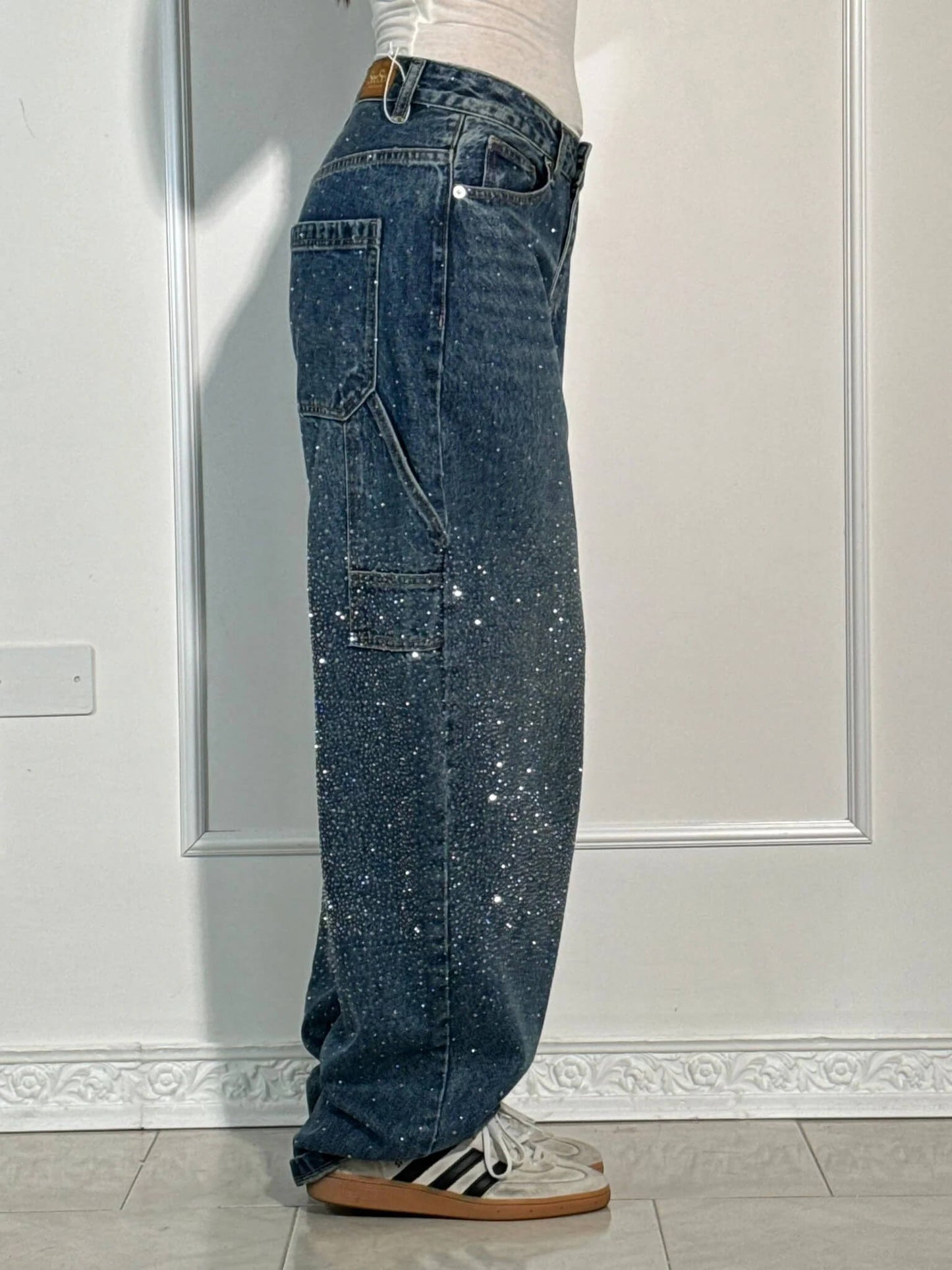 Jeans Carpenter Balloon de Mezclilla con Brillo