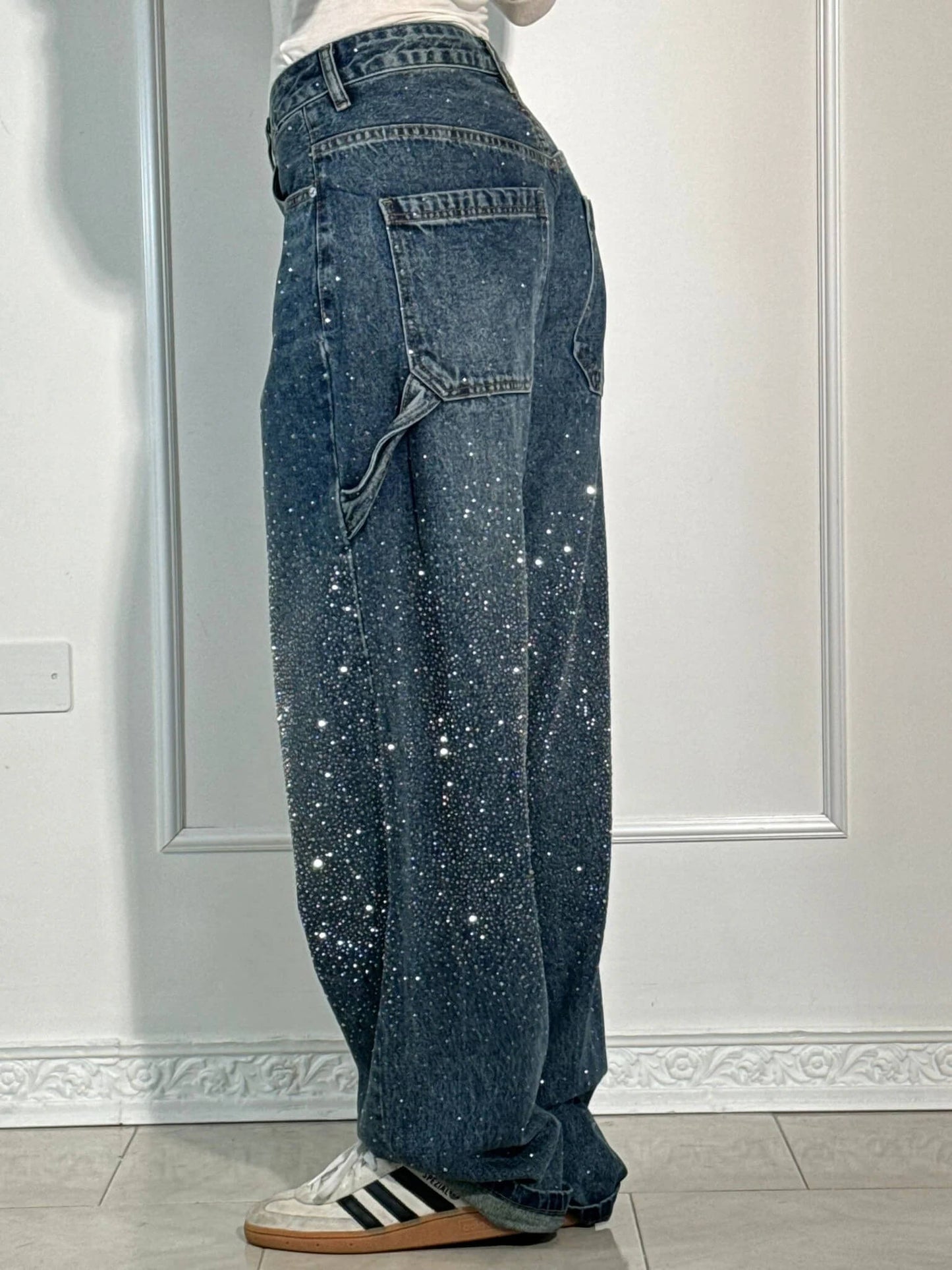 Jeans Carpenter Balloon de Mezclilla con Brillo