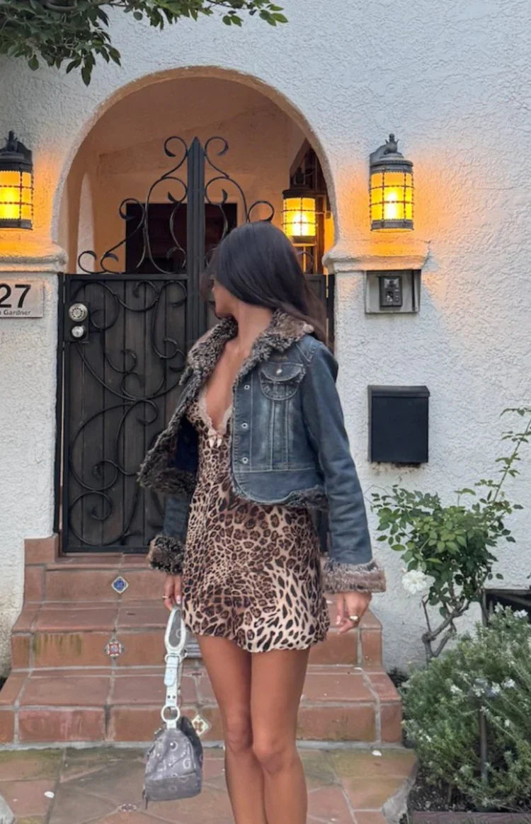 Minivestido Alexa con estampado de leopardo