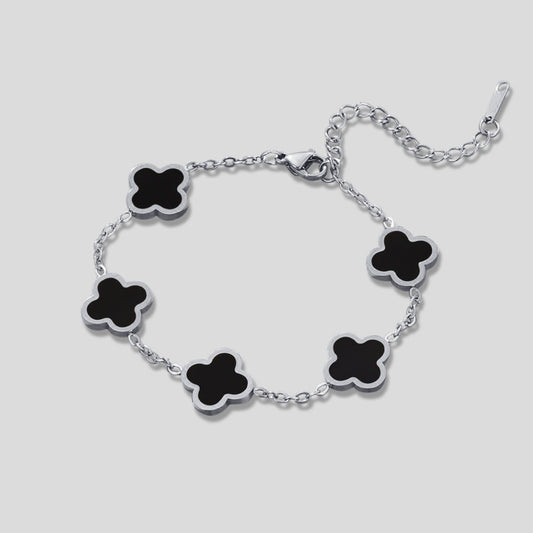Black clover silver bracelet