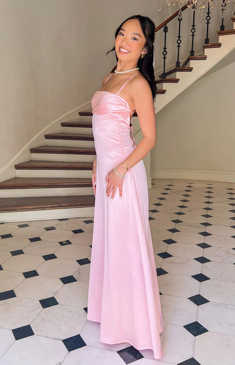 Vestido largo de sosten  rosa Blaise