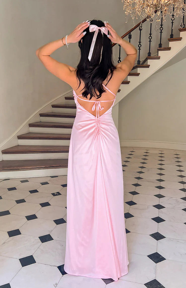 Vestido largo de sosten  rosa Blaise