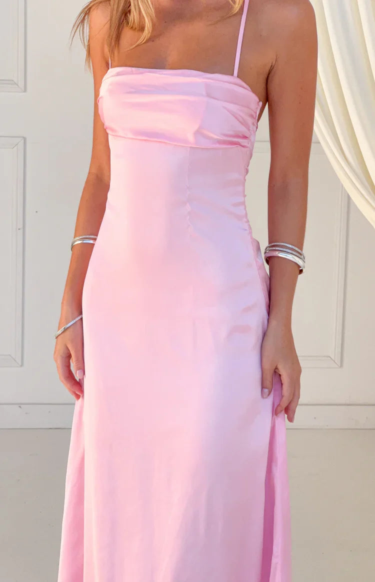 Vestido largo de sosten  rosa Blaise
