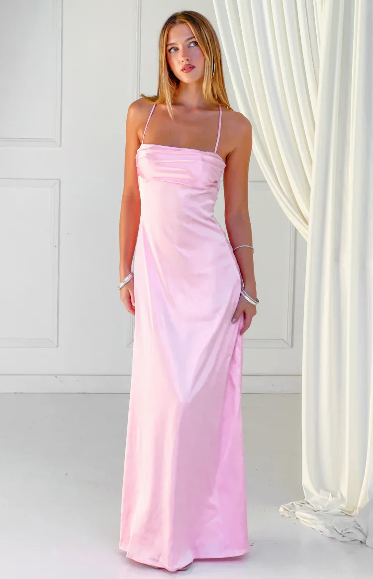 Vestido largo de sosten  rosa Blaise