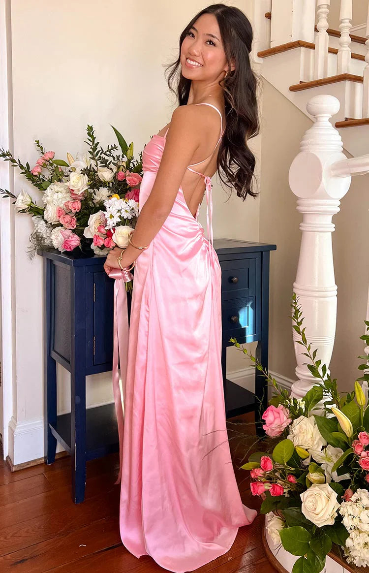 Vestido largo de sosten  rosa Blaise