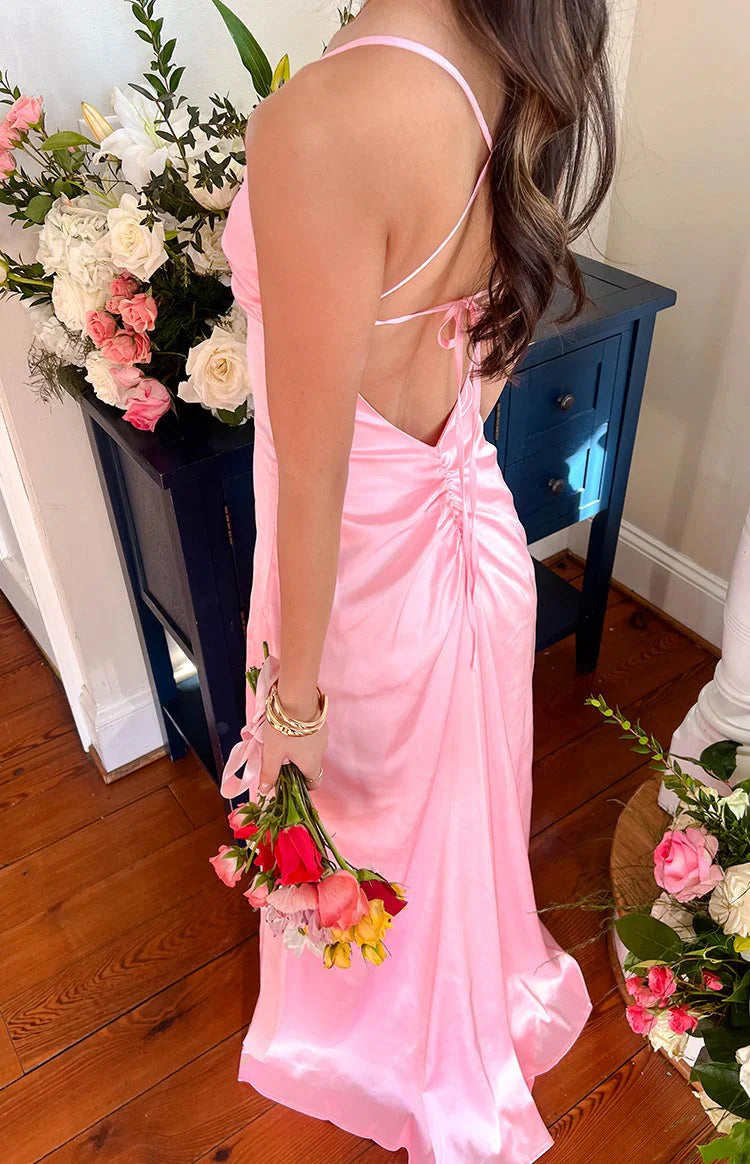 Vestido largo de sosten  rosa Blaise