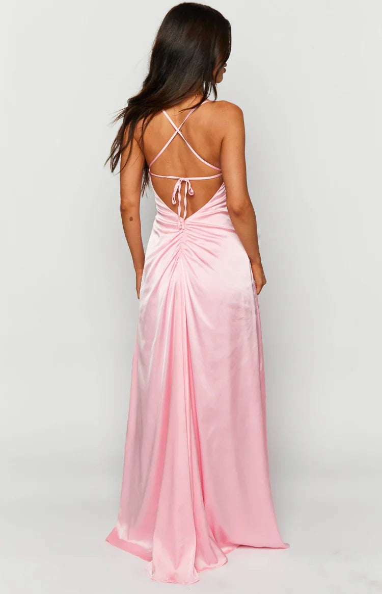 Vestido largo de sosten  rosa Blaise