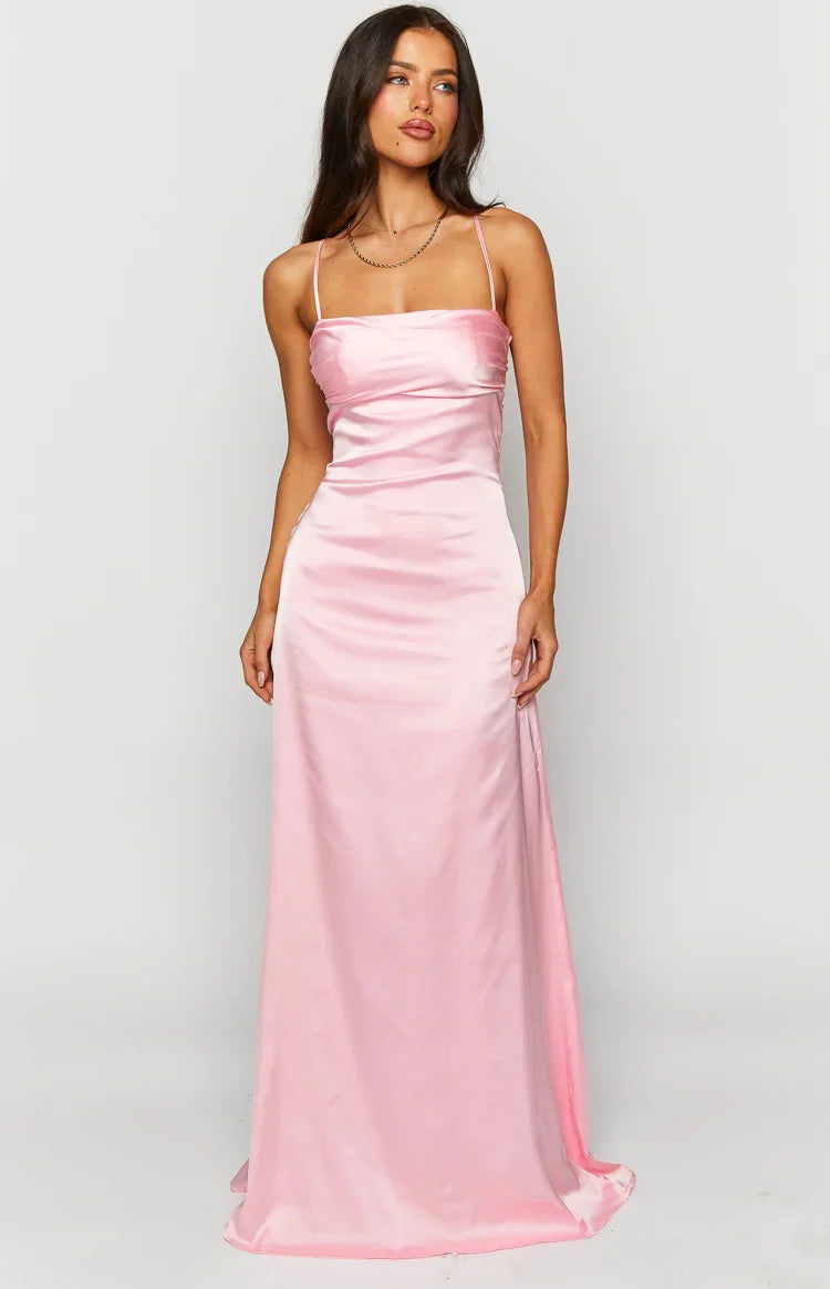 Vestido largo de sosten  rosa Blaise