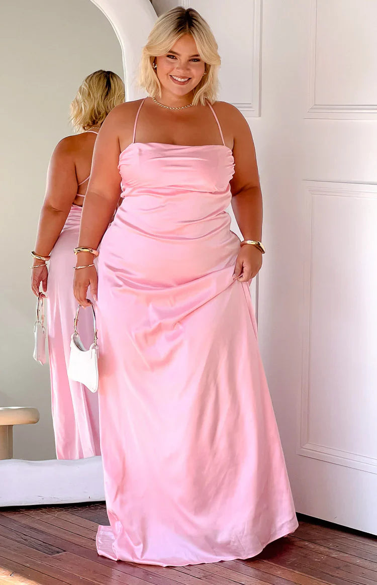Vestido largo de sosten  rosa Blaise