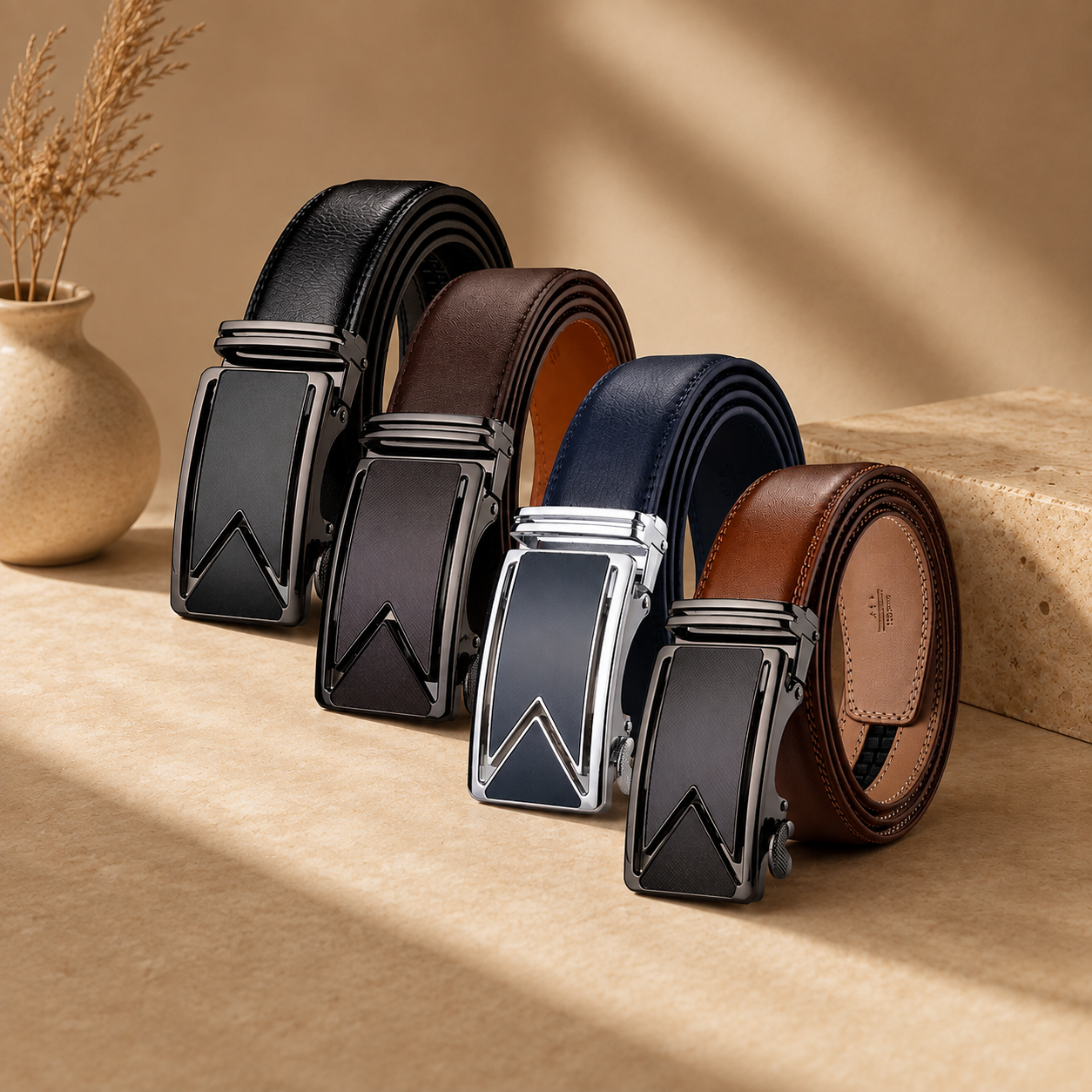 4-pack of luxury leather belts