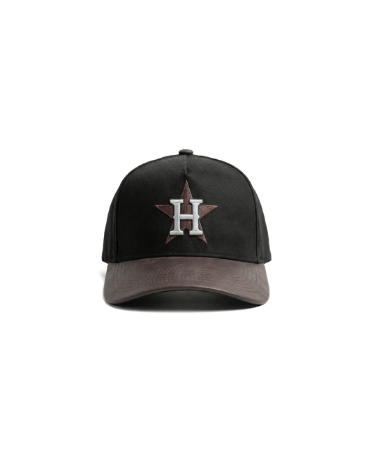 Honker Houston Cap - Black/Brown leather brim