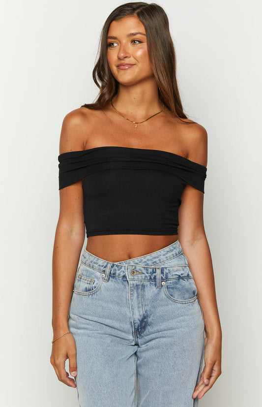 Hadley rose off-the-shoulder crop top
