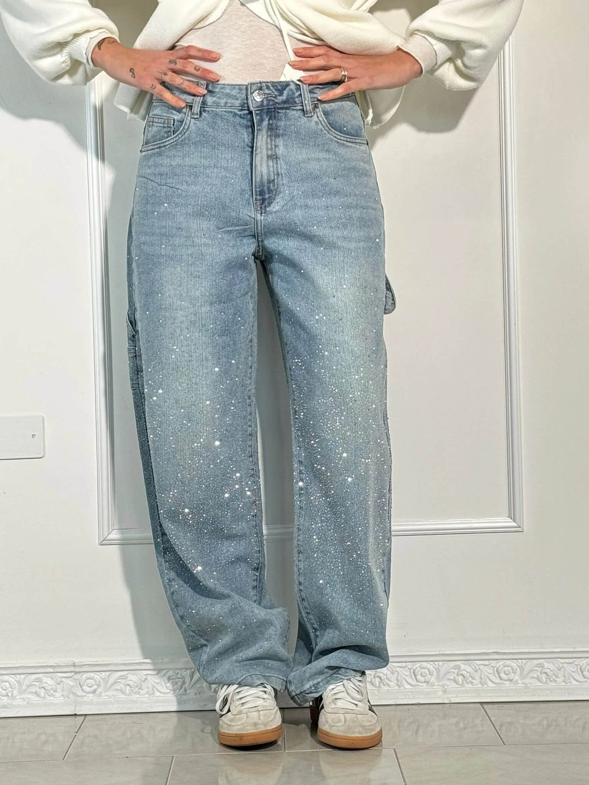Jeans Carpenter Balloon de Mezclilla con Brillo
