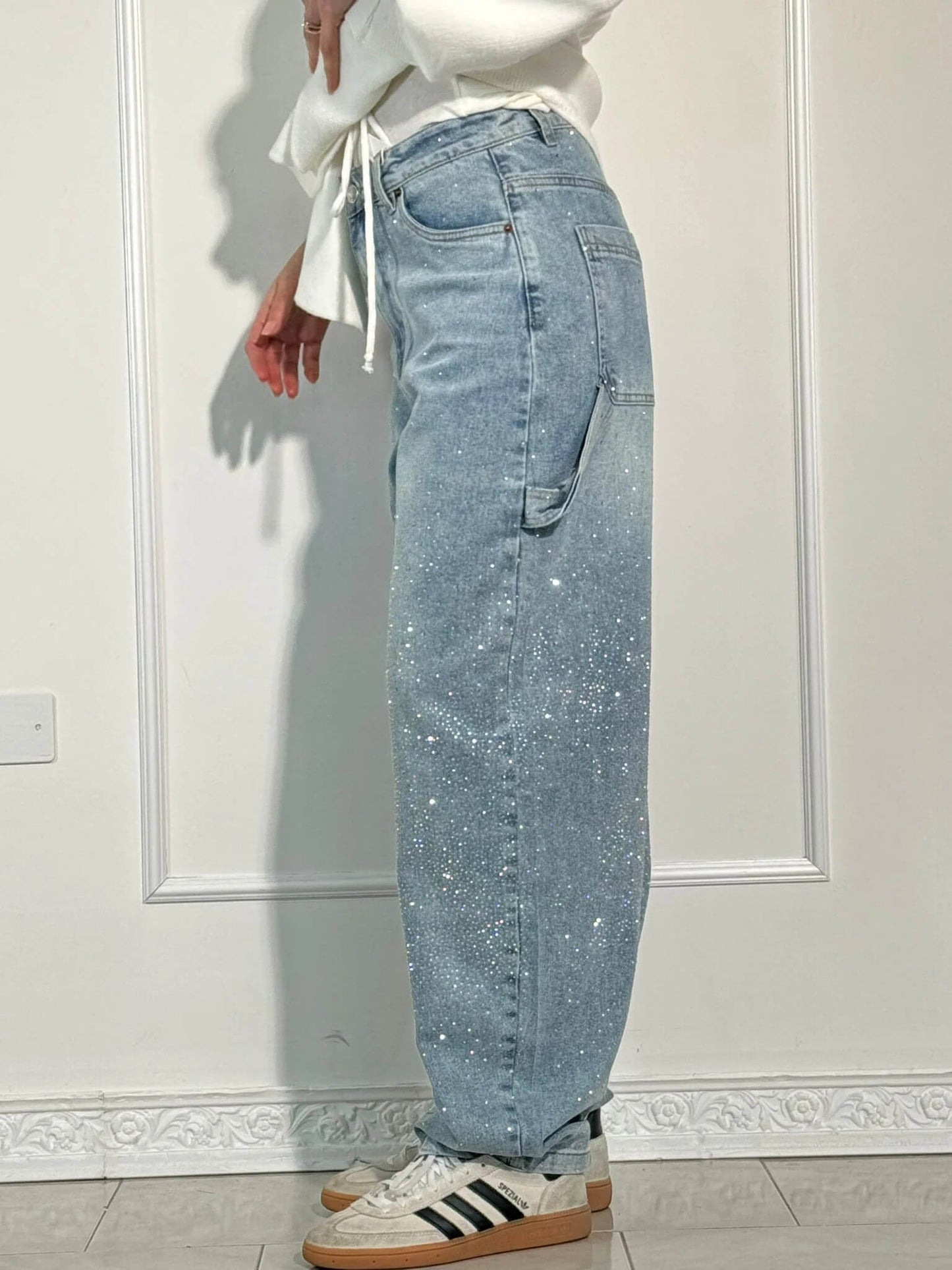 Jeans Carpenter Balloon de Mezclilla con Brillo
