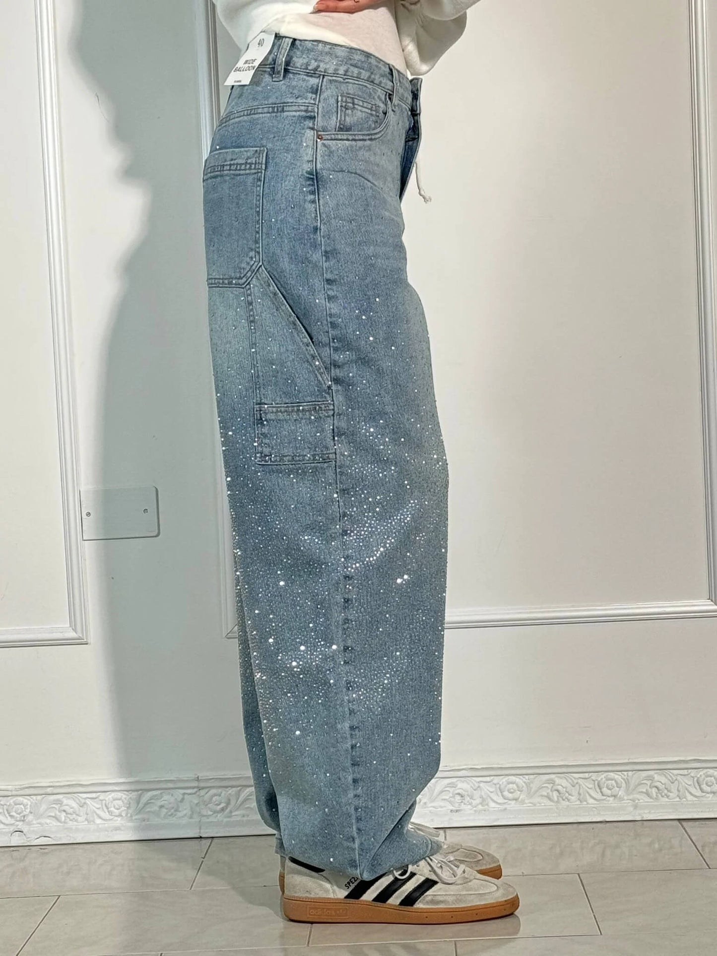 Jeans Carpenter Balloon de Mezclilla con Brillo