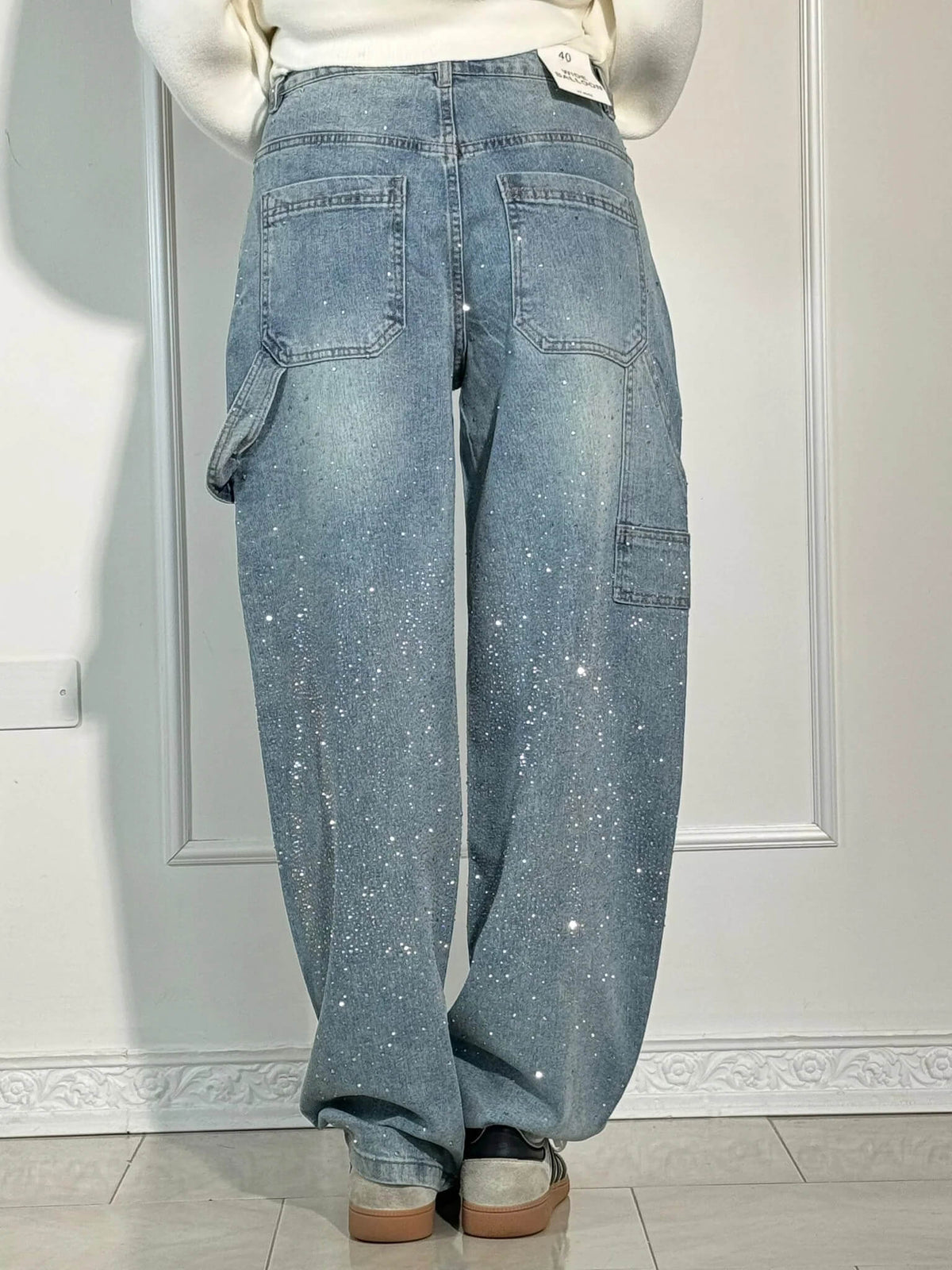 Jeans Carpenter Balloon de Mezclilla con Brillo
