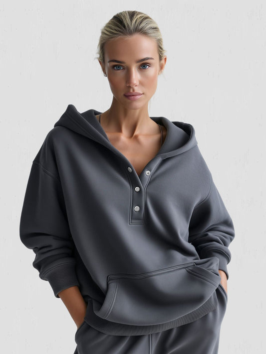 Oversized snap-front hoodie
