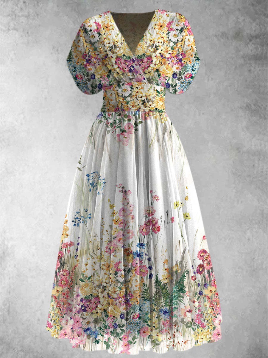 Vestido largo de manga corta