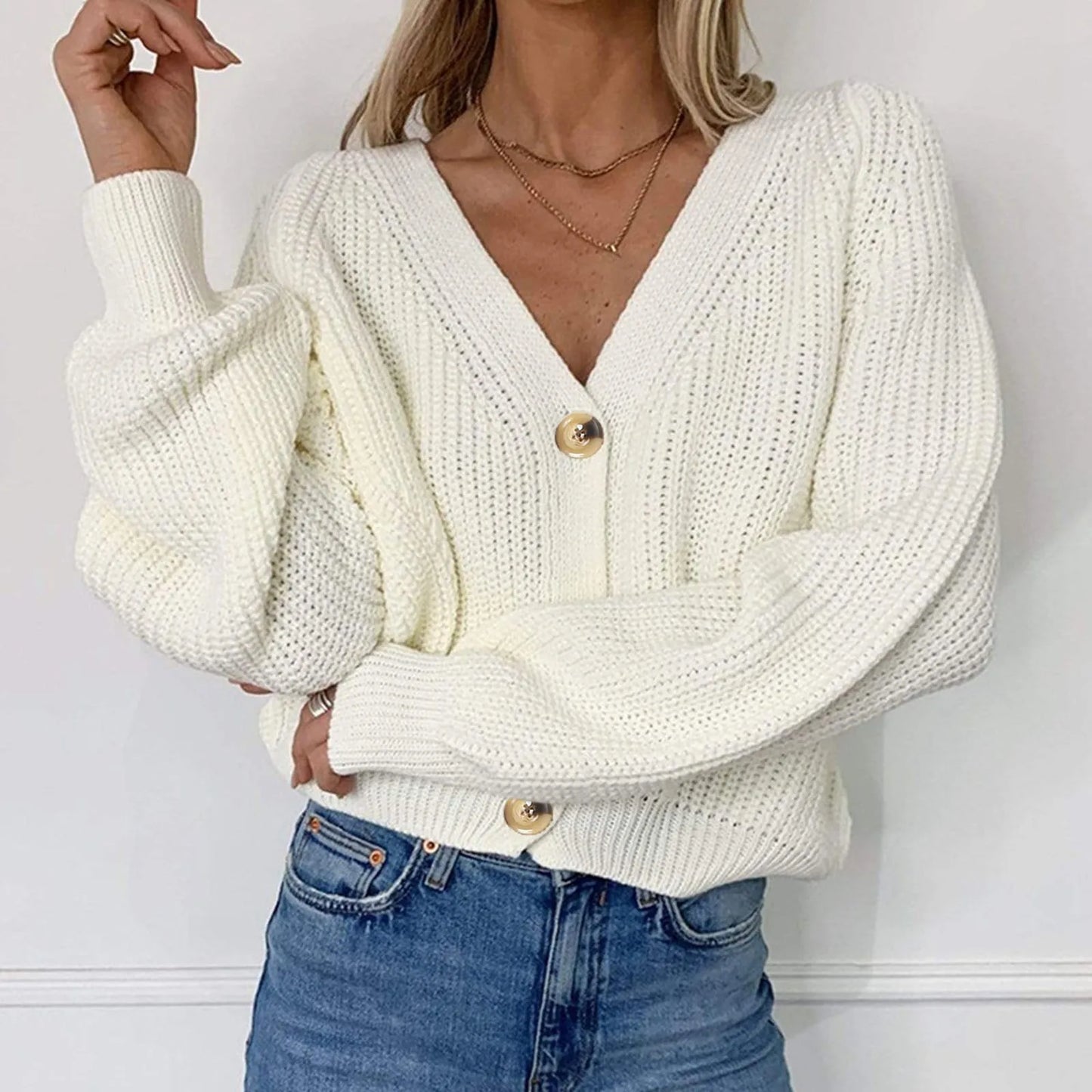 Winnifred | Women's Knit V-Neck Long Sleeve Cardigan
