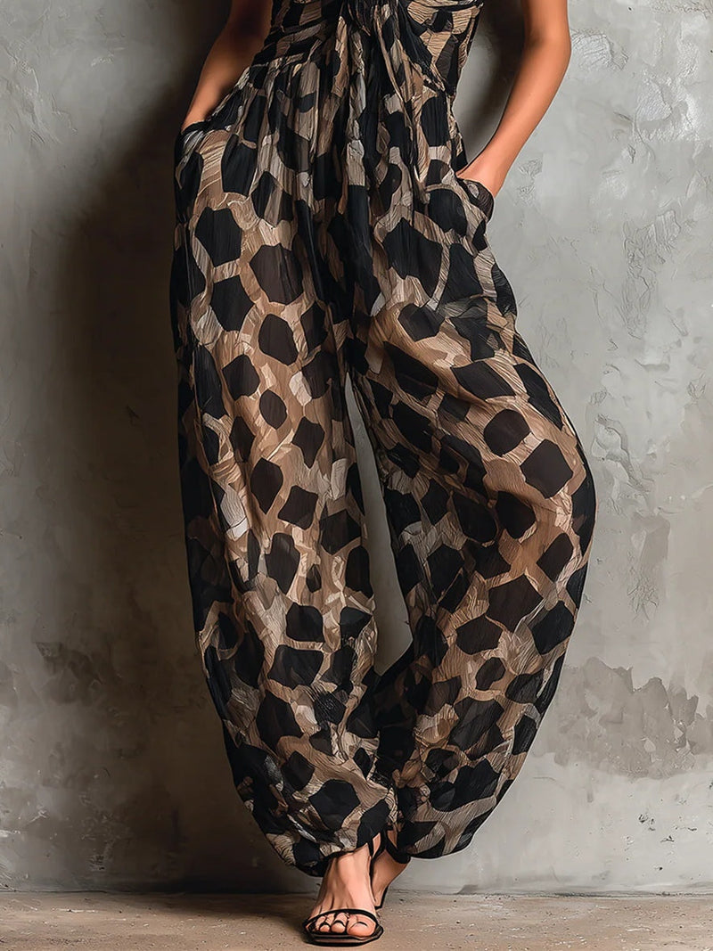 MONO DE PIERNA ANCHA CON ESTAMPADO ANIMAL