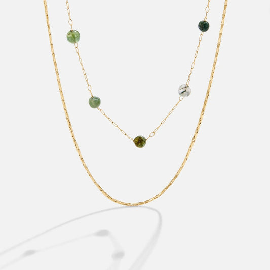 Alana Multi-Layer Necklace with Gold Plating and Stone
