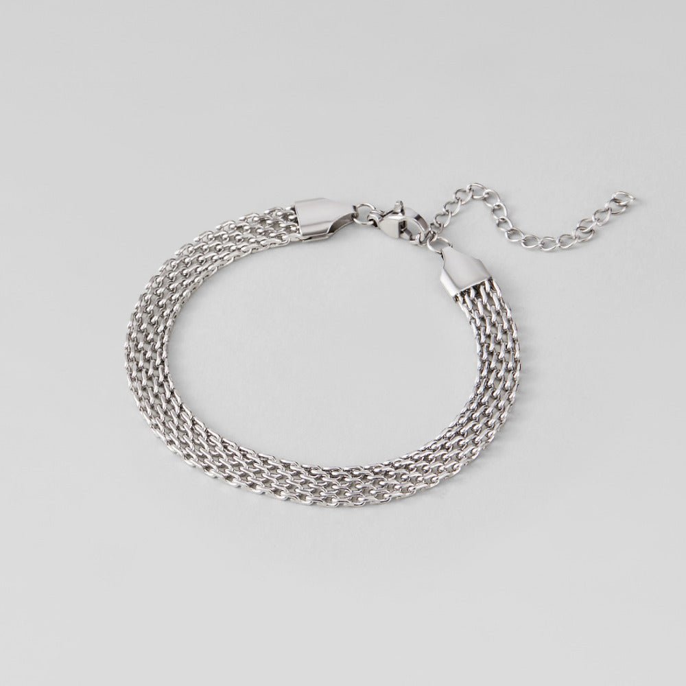 Pulsera de cadena de malla plateada