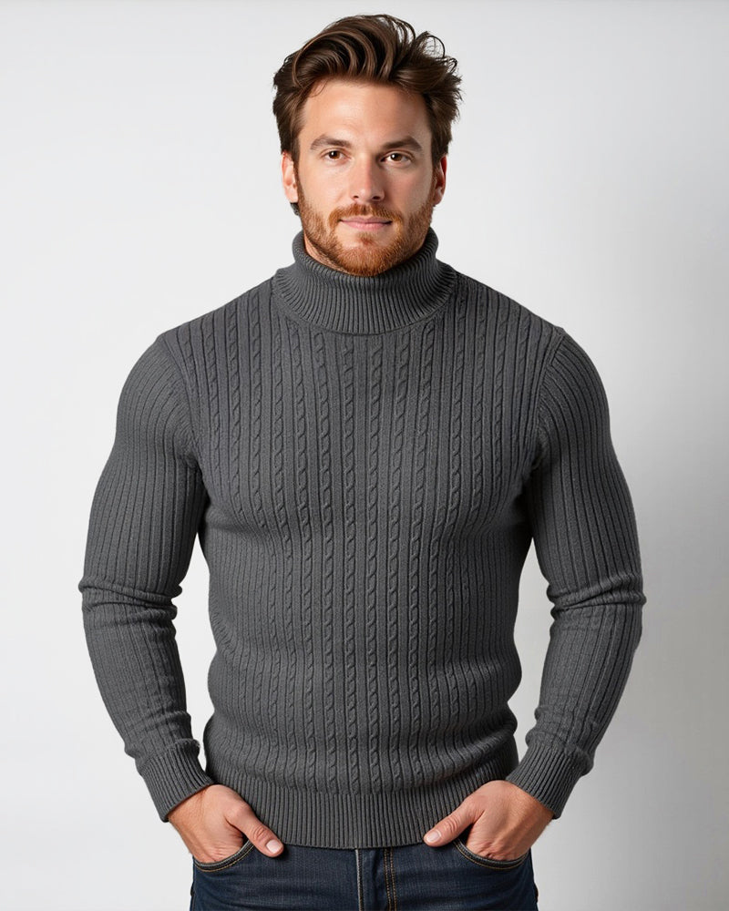 Jersey de cuello alto y punto trenzado estilo nórdico