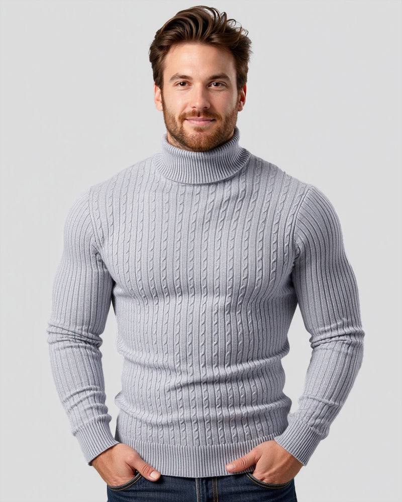 Jersey de cuello alto y punto trenzado estilo nórdico